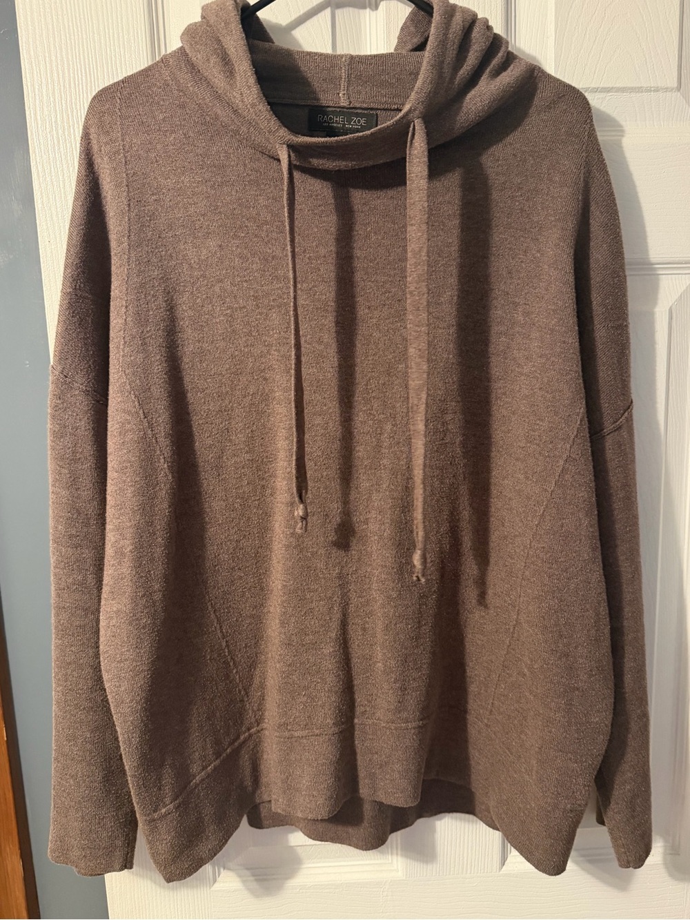 Rachel Zoe Relaxed Hooded Knit Sweater in Taupe-Brown